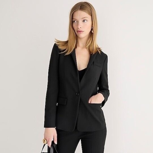 J. Crew 365 Everyday Single Button Stretch Wool Blazer Jacket In black Size 2